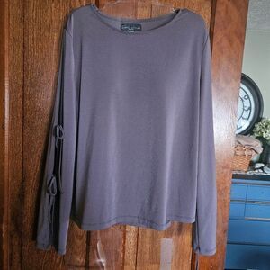 Simply Styled Purple Hue Tie Sleeve Blouse Relaxed Fit Long Sleeve Top M